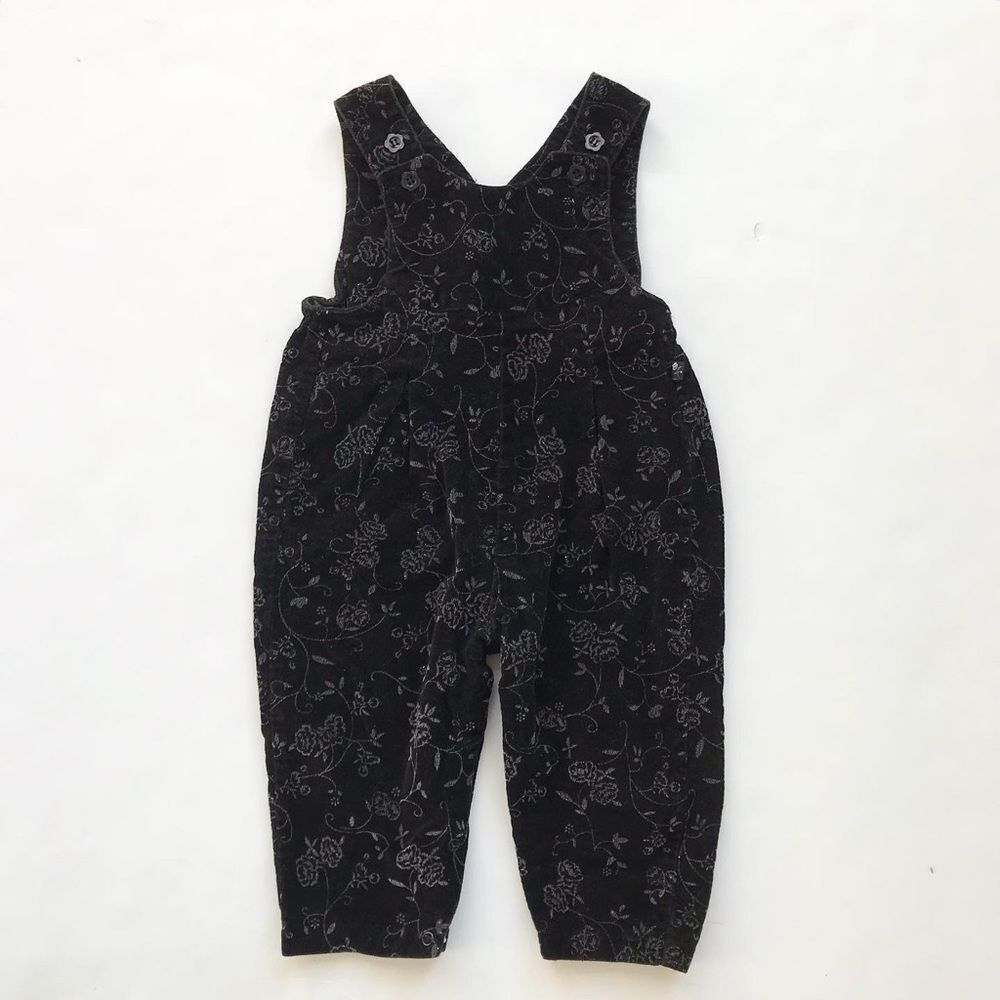 Vintage McKids black velvet floral jumpsuit VGUC 18 months